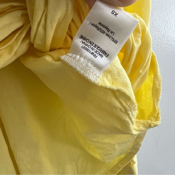 Young Fabulous & Broke Linen Blend Yellow Twist Front Shirt - Picture 5 of 7